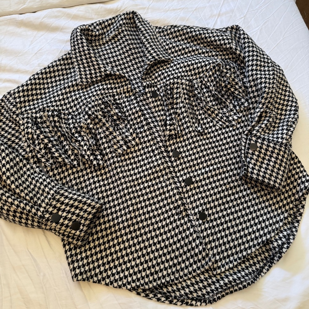 Houndstooth Fringe Jacket